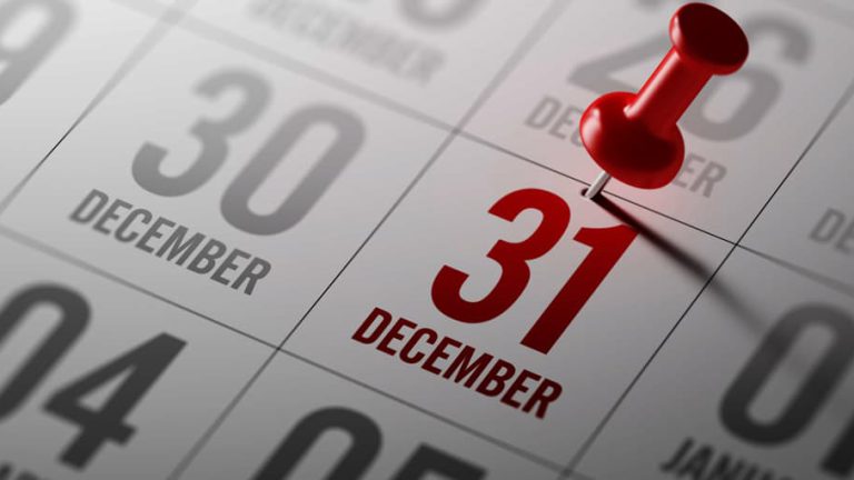 Calendar showing the December 31 deadline for 2021 charitable donations